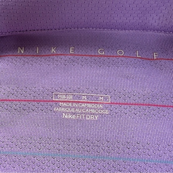 Women’s Nike Golf FitDry Polo V Neck Short Sleeve Lavender Shirt Size Medium - Picture 9 of 10